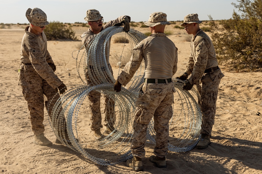 Joint Task Force-Southern Border Marines conduct barrier reinforcement operations