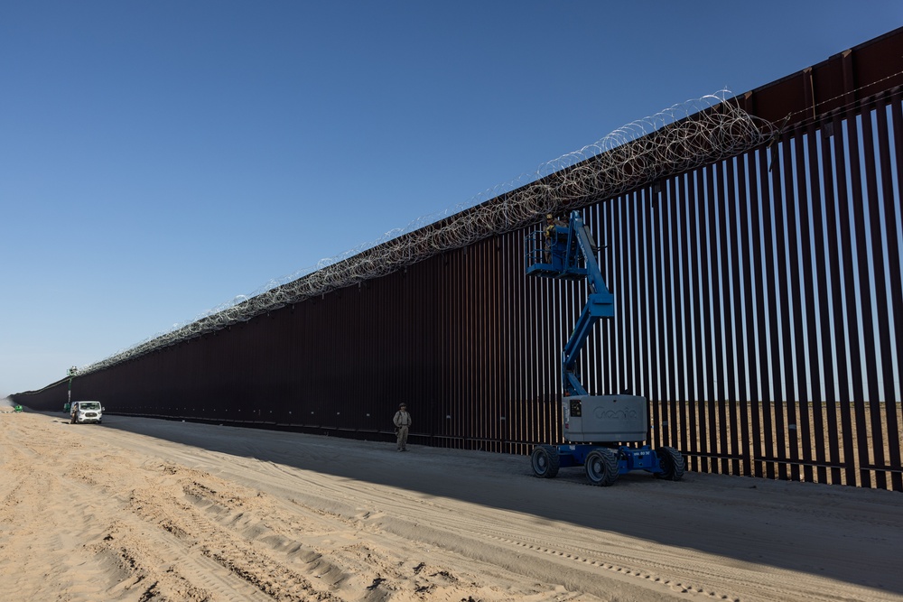 Joint Task Force-Southern Border Marines conduct barrier reinforcement operations