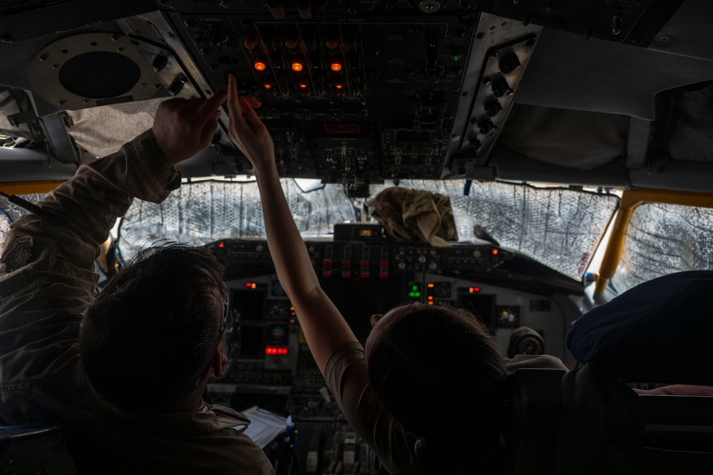 When the Dust Settles: Stratotanker Crew Refuels Falcons in the Desert