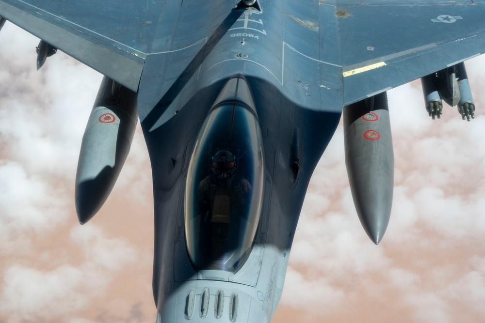 When the Dust Settles: Stratotanker Crew Refuels Falcons in the Desert