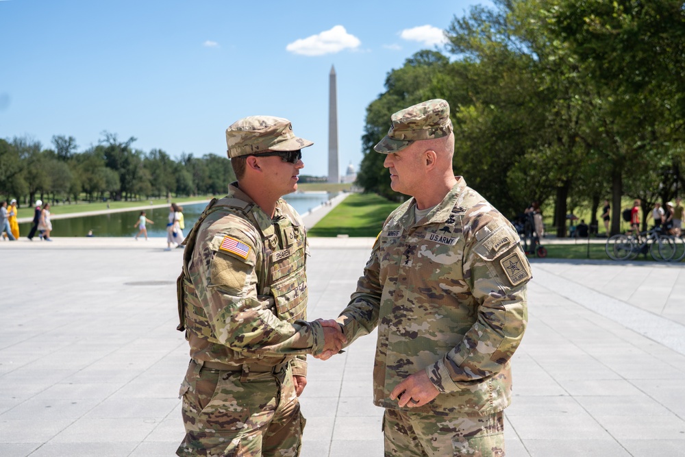 Vice Chief of Staff of the Army Gen. James J. Mingus meets with Soldiers deployed to the nation’s capital