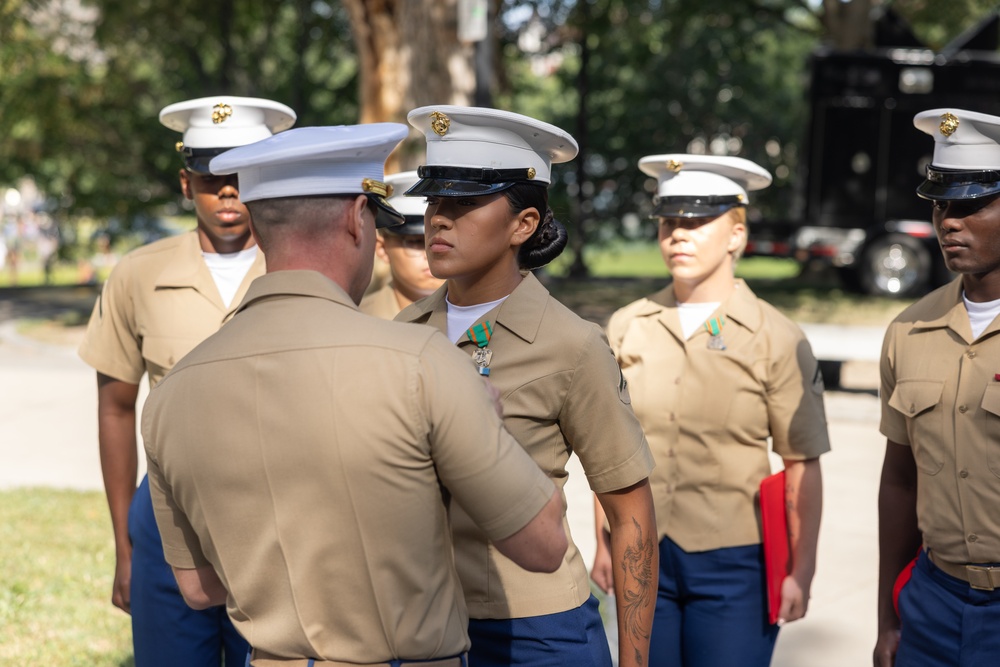 Marine Week Boston: two Marines recive Navy Achivement medals