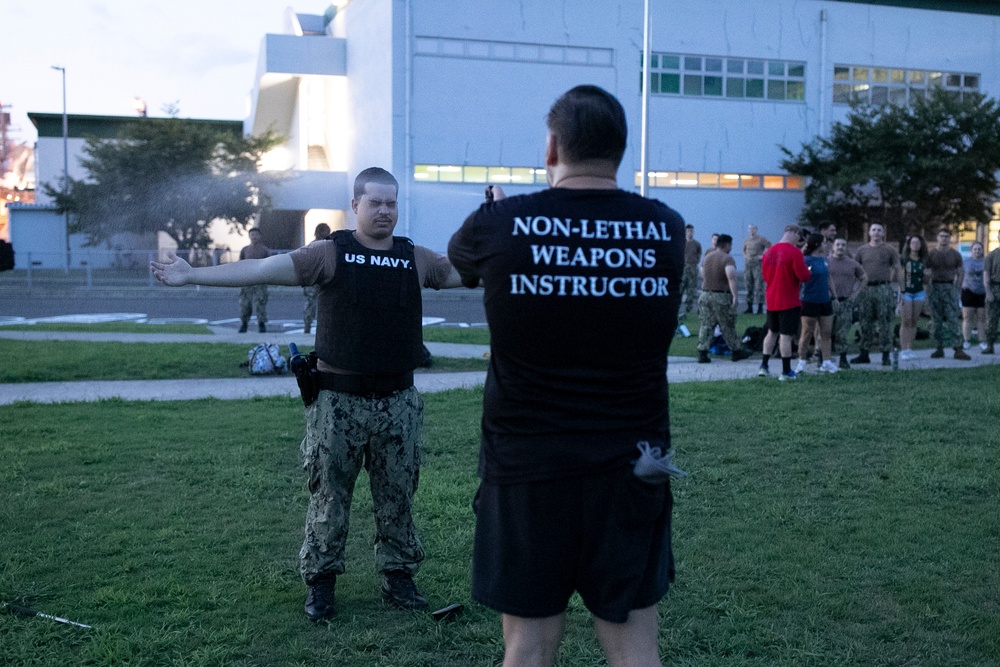 USS Tripoli Sailors Go Through the Non-Lethal Weapons Course
