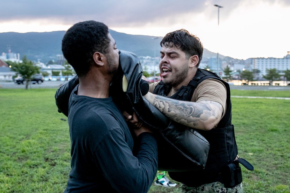 USS Tripoli Sailors Go Through the Non-Lethal Weapons Course