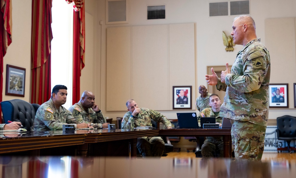 U.S. Army Guard Commander, Brig. Gen. Leland Blanchard, Speaks with JTF Leadership