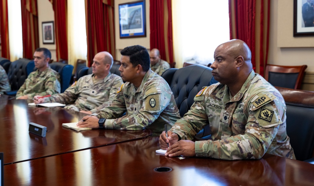 U.S. Army Guard Commander, Brig. Gen. Leland Blanchard, Speaks with JTF Leadership