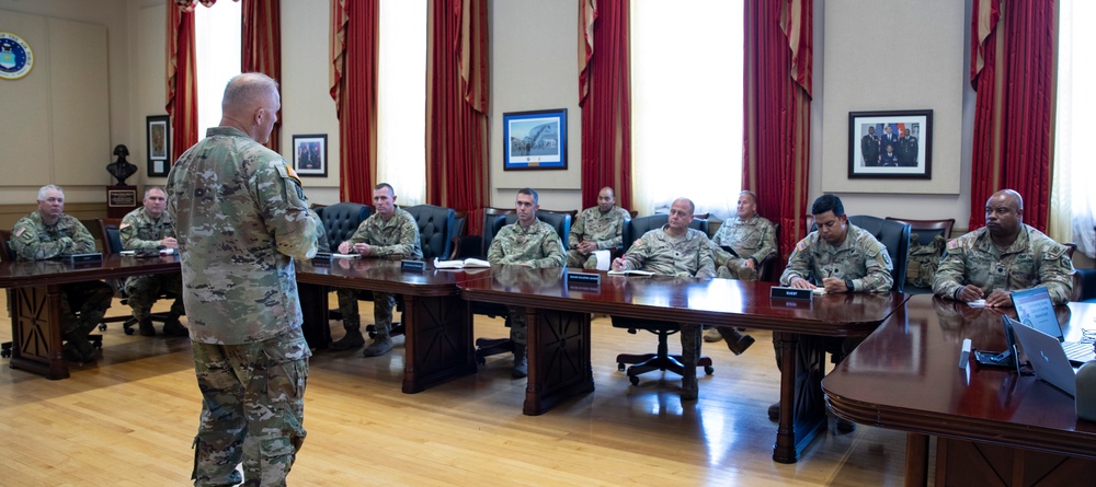 U.S. Army Guard Commander, Brig. Gen. Leland Blanchard, Speaks with JTF Leadership