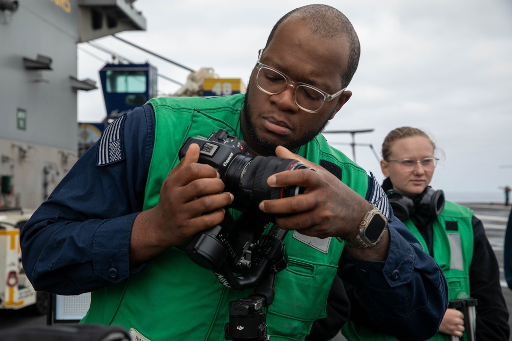 USS Gerald R. Ford (CVN 78) Sailors Conduct a Video Shoot