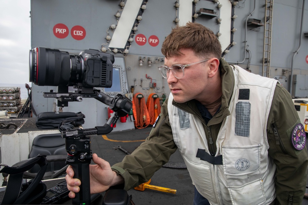 USS Gerald R. Ford (CVN 78) Sailors Conduct a Video Shoot