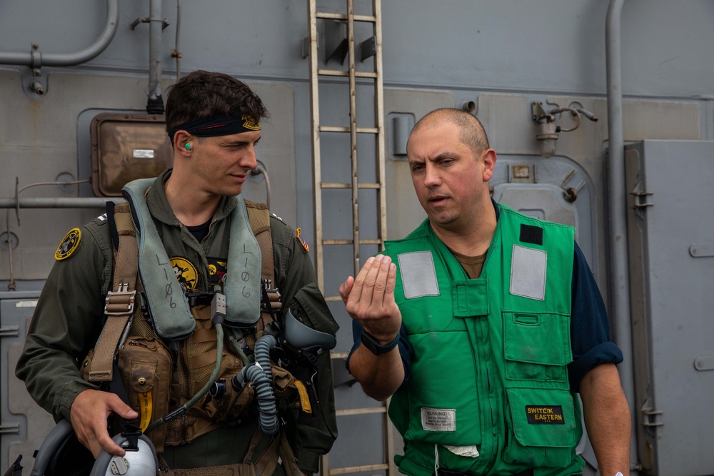 USS Gerald R. Ford (CVN 78) and VFA-31 Conduct a Video Shoot