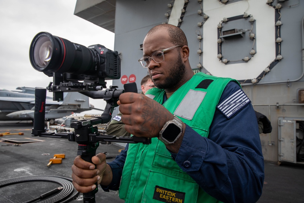 USS Gerald R. Ford (CVN 78) Sailors Conduct a Video Shoot