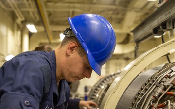 USS Gerald R. Ford (CVN 78) Sailor Conducts Maintenance
