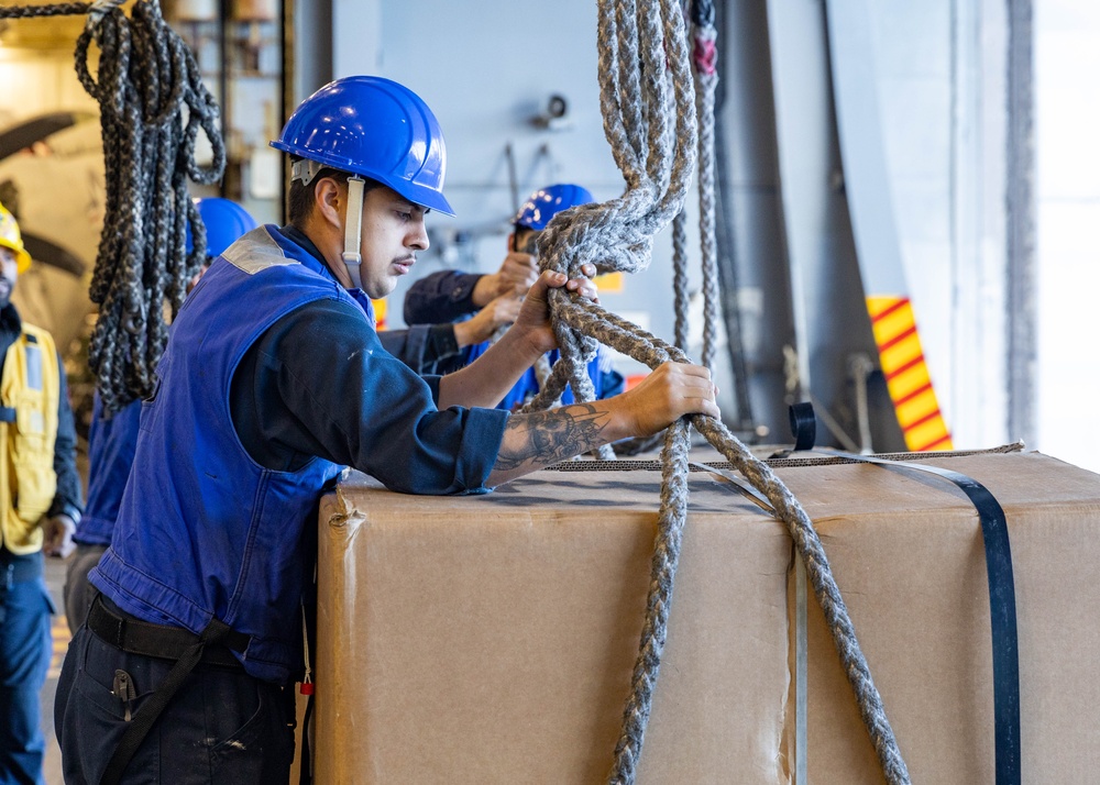 USS Gerald R. Ford (CVN 78) Conducts Logistics Replenishment in North Sea