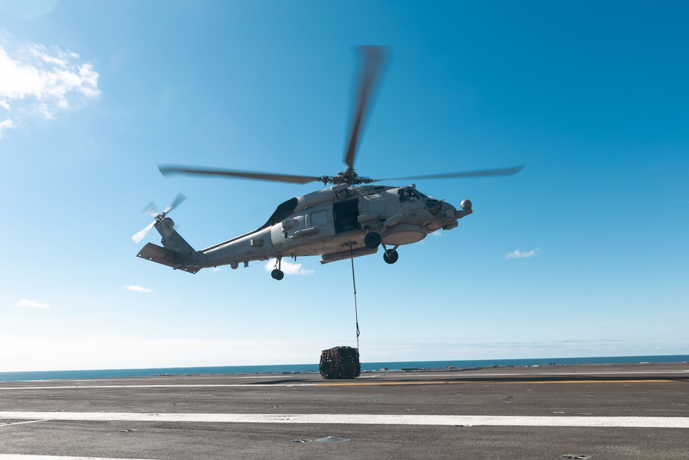 USS Gerald R. Ford (CVN 78) Conducts Logistics Replenishment in North Sea