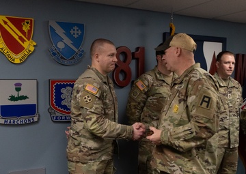 Senior Enlisted Advisor of First Army Hands Out Coins