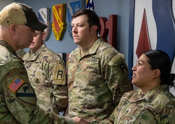 Senior Enlisted Advisor of First Army Hands Out Coins