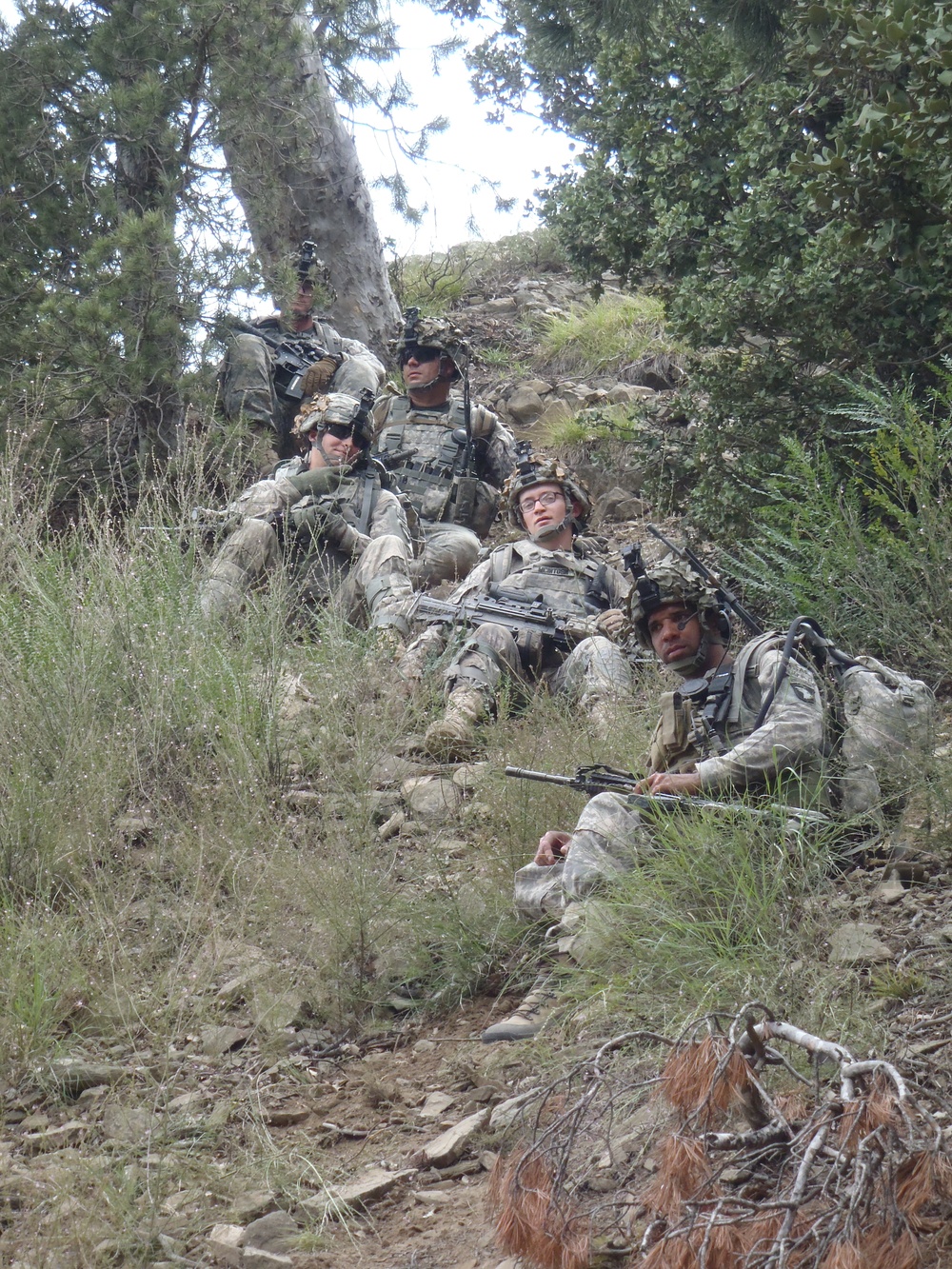 Short halt while patrolling the mountians in East Patika Province