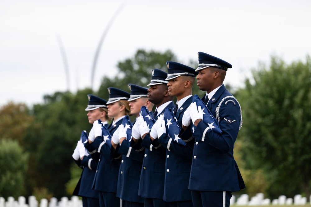 Military Funeral Honors are Conducted for U.S. Air Force Capt. Wade Holmes in Section 57