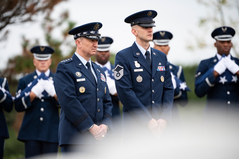 Military Funeral Honors are Conducted for U.S. Air Force Capt. Wade Holmes in Section 57