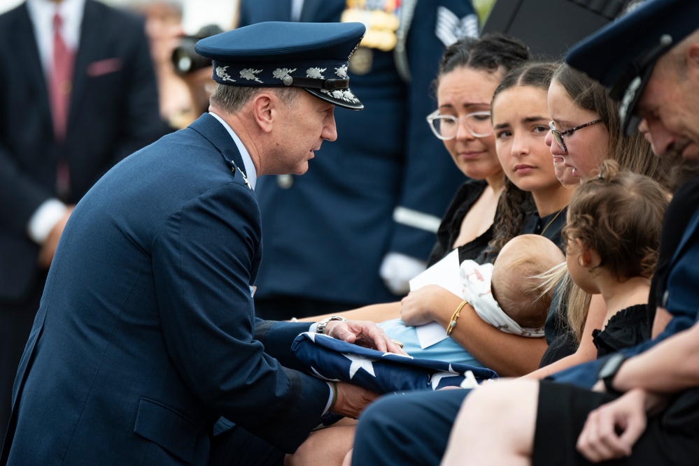 Military Funeral Honors are Conducted for U.S. Air Force Capt. Wade Holmes in Section 57
