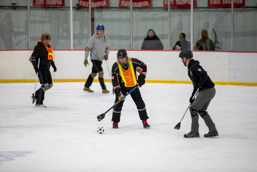 Soldiers Compete in Broomball
