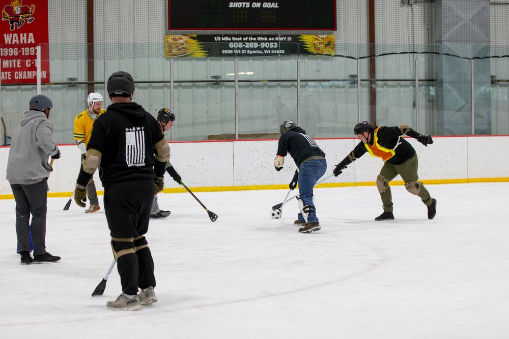 Soldiers Compete in Broomball