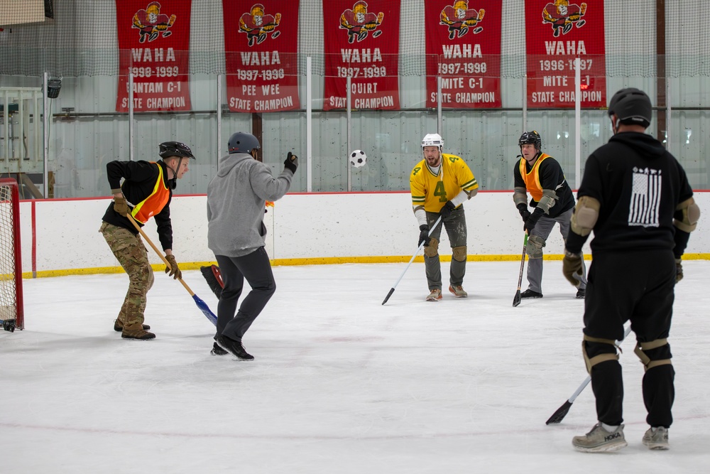 Soldiers Compete in Broomball