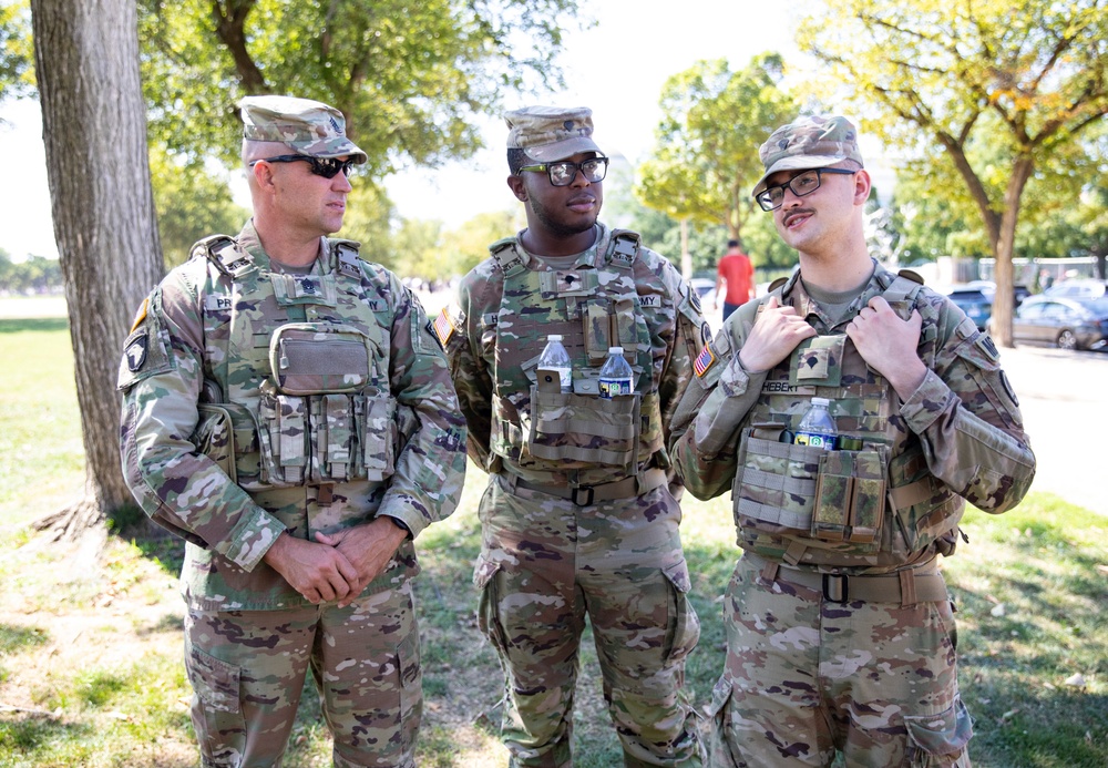 Guard Soldiers Patrol the National Mall in Washington D.C.
