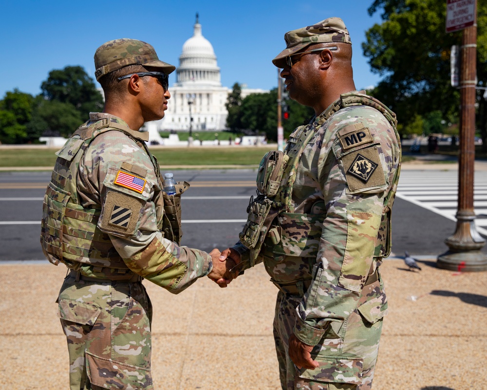 Guard Soldiers Patrol the National Mall in Washington D.C.