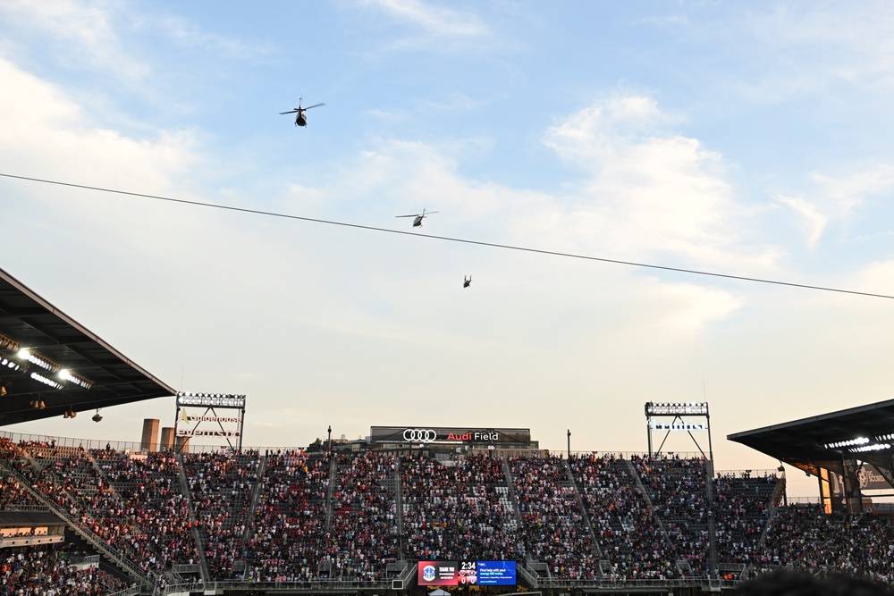 1st Helicopter Squadron flyover opens D.C. United vs. Inter Miami match