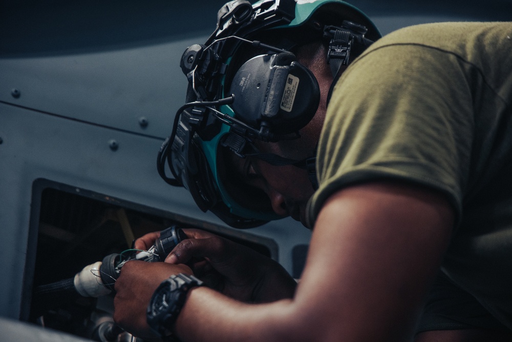 22nd MEU(SOC) | Hangar Aircraft Maintenance on USS Iwo Jima