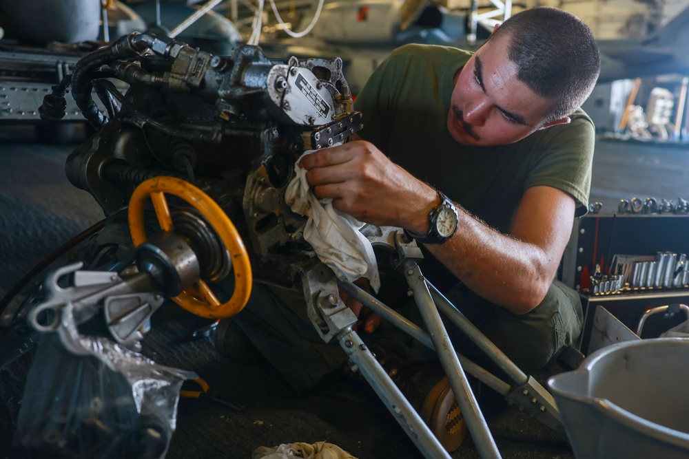 US Marines Simulated Fire Mission on USS Iwo Jima