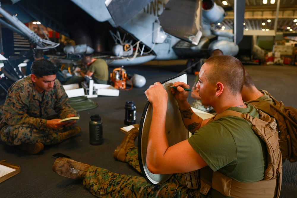 US Marines Simulated Fire Mission on USS Iwo Jima