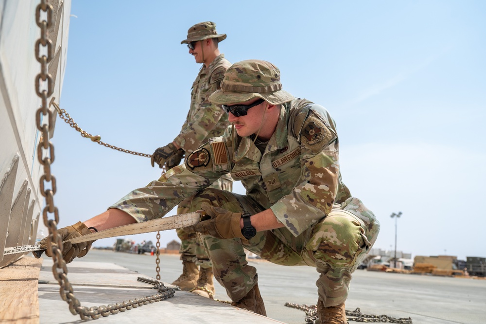 From Cargo to Combat-Ready: 378th ELRS Port Dawgs move mission-essential cargo