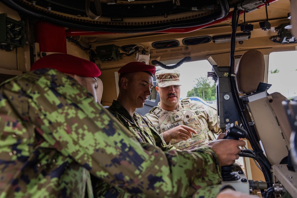 U.S. and Estonian forces check out tactical vehicles