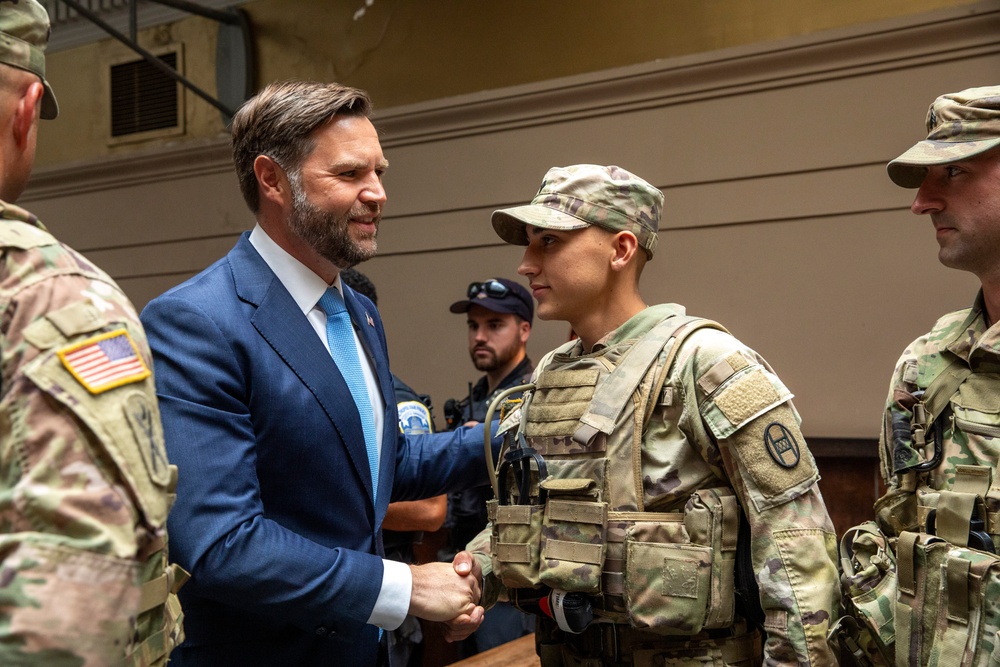 Vice President James Vance and Secretary of Defense Pete Hegseth visit S.C. National Guard Soldiers at Union Station