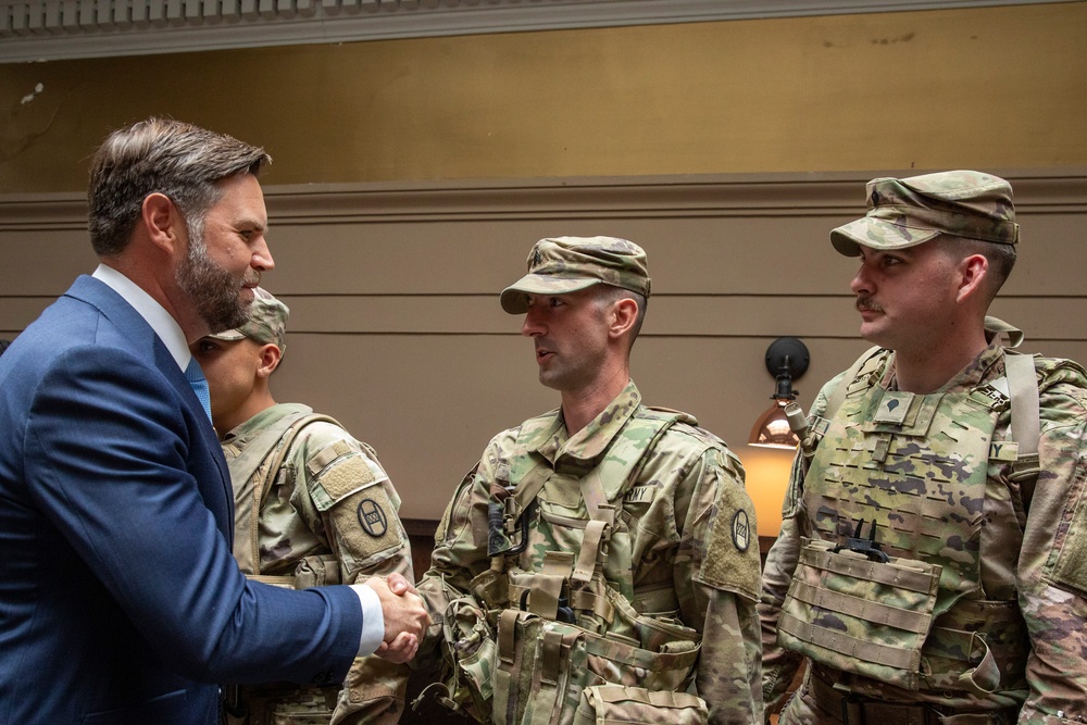 Vice President James Vance and Secretary of Defense Pete Hegseth visit S.C. National Guard Soldiers at Union Station
