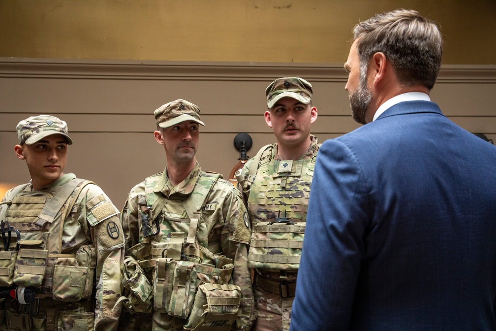 Vice President James Vance and Secretary of Defense Pete Hegseth visit S.C. National Guard Soldiers at Union Station