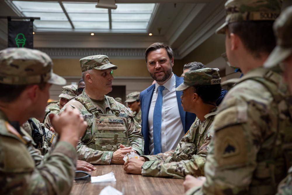 Vice President James Vance and Secretary of Defense Pete Hegseth visit S.C. National Guard Soldiers at Union Station