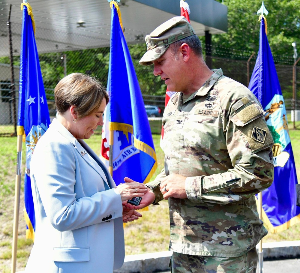 District Commander, Massachusetts Governor, cut ribbon on new Hanscom Gate