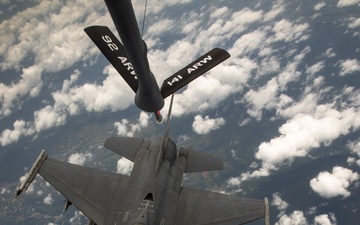 Partnership at Altitude: Washington National Guard KC-135 conducts aerial refueling training with Royal Thai Air Force F-16
