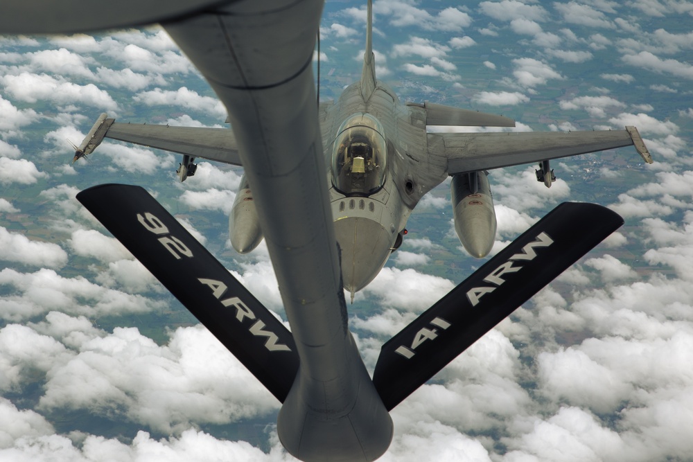 Partnership at Altitude: Washington National Guard KC-135 conducts aerial refueling training with Royal Thai Air Force F-16