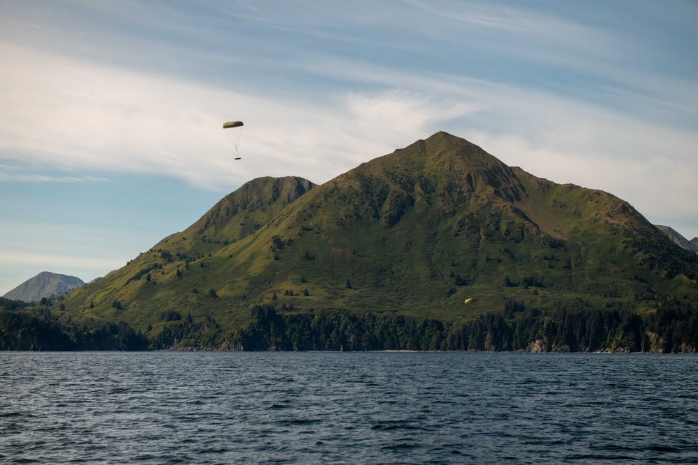 NSWG2 personnel execute a military free fall and CRRC drop during AE25