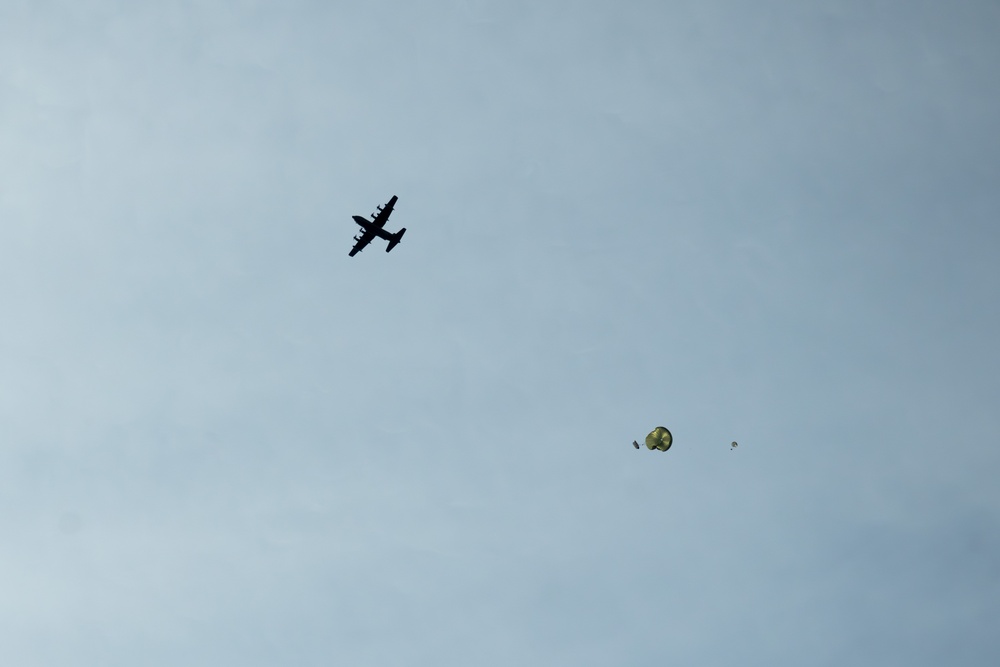 NSWG2 personnel execute a military free fall and CRRC drop during AE25