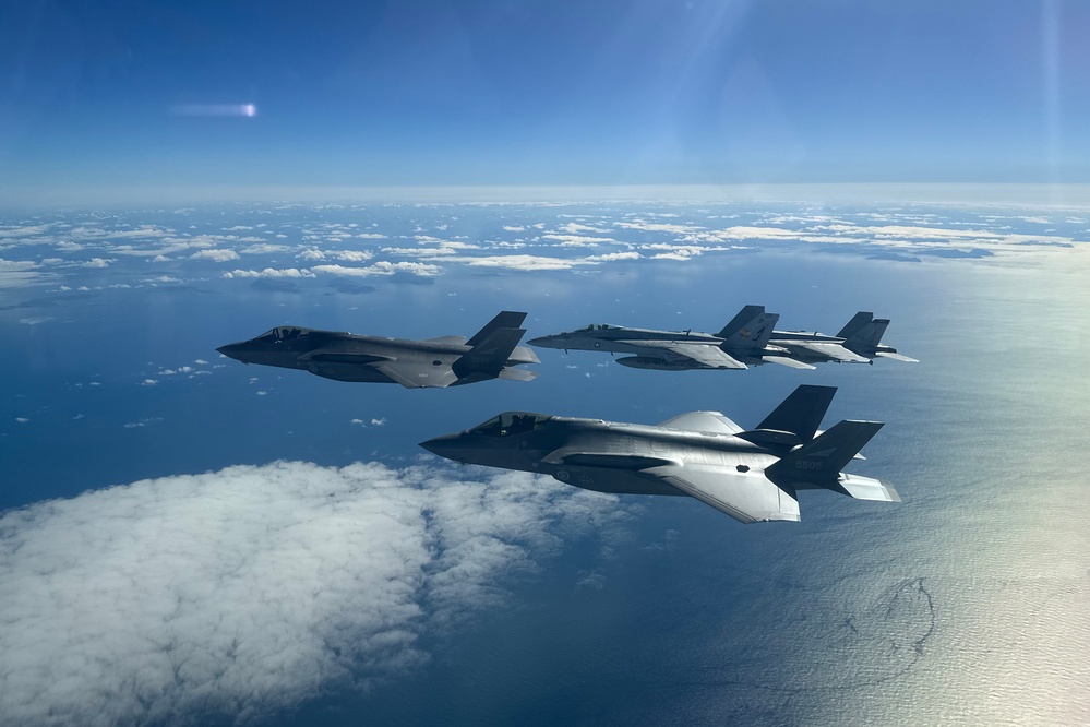 U.S. CVW-8 Aircraft Fly in Formation with Royal Norwegian Air Force