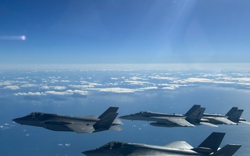 U.S. CVW-8 Aircraft Fly in Formation with Royal Norwegian Air Force