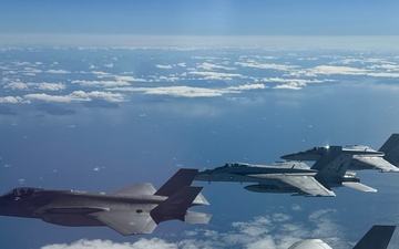 U.S. CVW-8 Aircraft Fly in Formation with Royal Norwegian Air Force