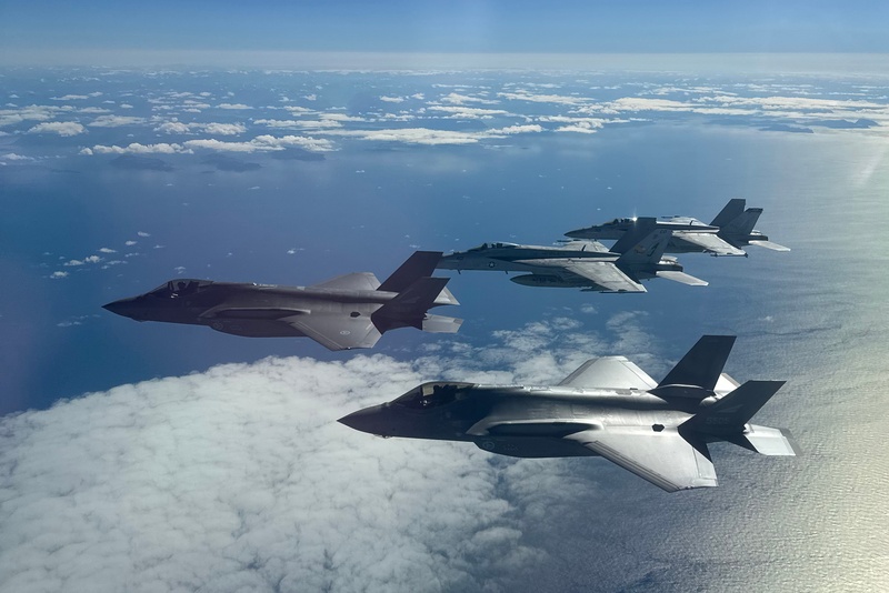 U.S. CVW-8 Aircraft Fly in Formation with Royal Norwegian Air Force