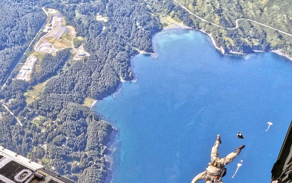 NSWG2 personnel execute a military free fall and CRRC drop during AE25