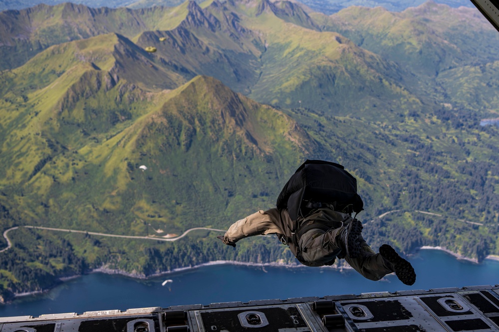 NSWG2 personnel execute a military free fall and CRRC drop during AE25